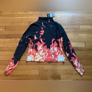 Killstar “Carrie” Long Sleeve Flame Print Top NWT